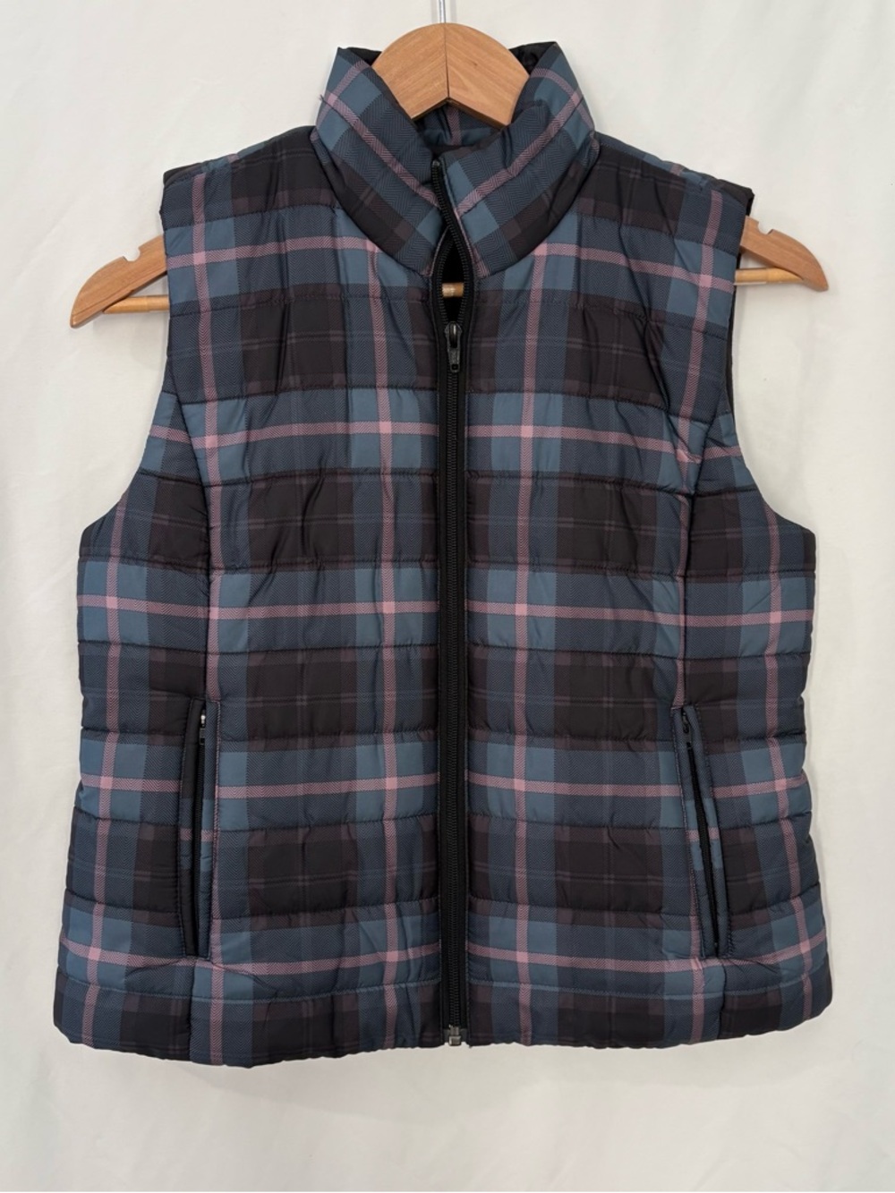 NWOT LOFT Plaid Puffer Vest XS Quilted Zip Front
